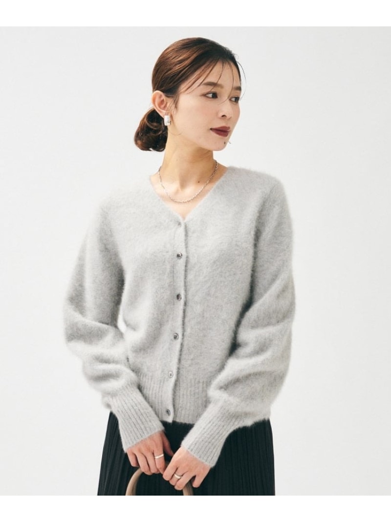 【SALE／52%OFF】【ふわふわ編み物/前後2WAY】フォックスカシミヤカーディガン UNTITLED アンかた書き トップス ジレー 薄墨色【RBA_E】【貨物輸送無料】[ Fashion]