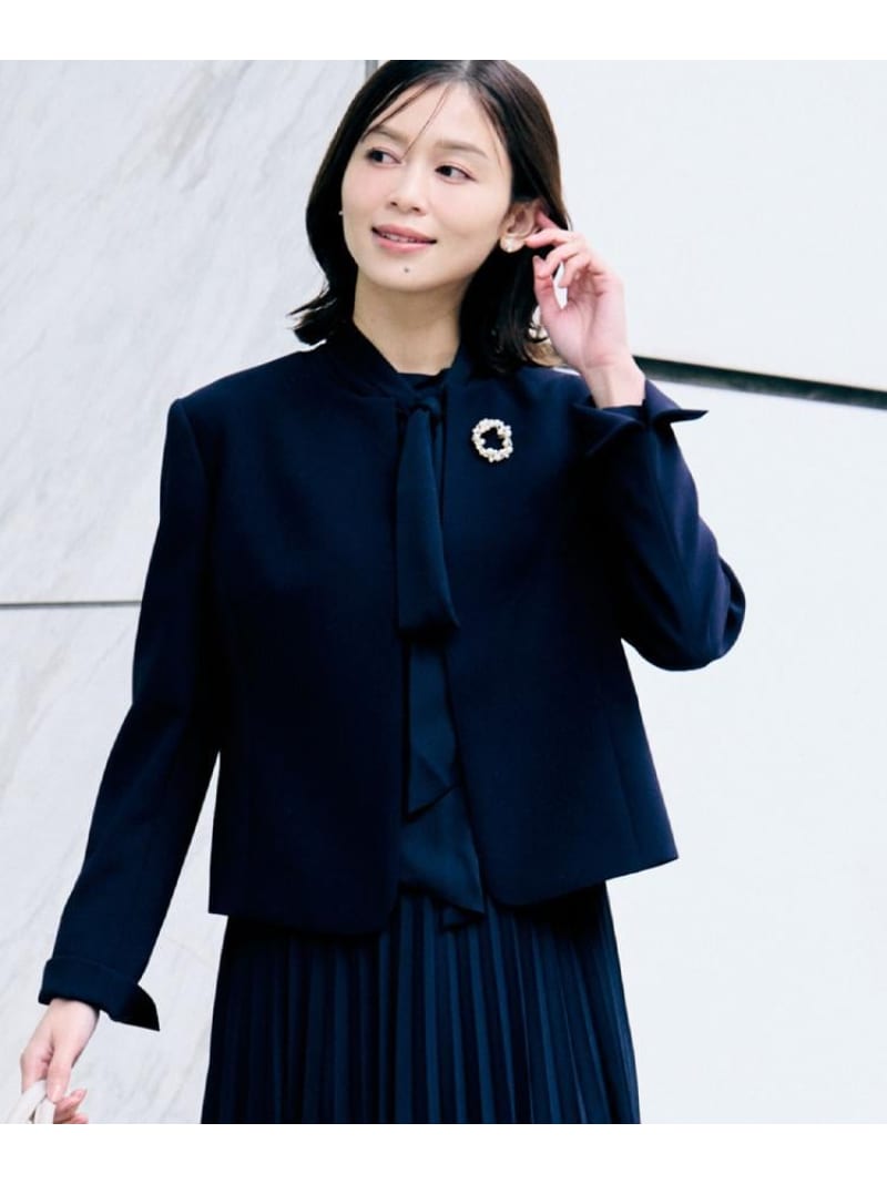 【SALE／10%OFF】【洗える/ストレッチ性/軽い】ノーカラージャケット UNTITLED アンタイトル ジャケット・アウター ノーカラージャケット ブラック ネイビー【RBA_E】【送料無料】[ Fashion] 21,978円
