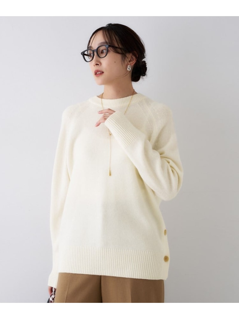 【SALE／43%OFF】【重ね着もおすすめ/洗える】羊毛カシミール クルーネックニット UNTITLED アンかた書き トップス 編み物 薄墨色 さくら色 パープル 赤銅色 青碧 白いこと【RBA_E】【貨物輸送無料】[ Fashion]