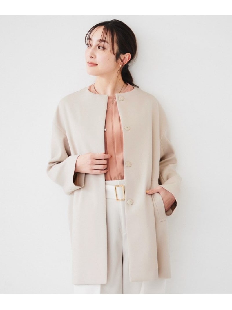 楽天市場】【日本製／モヘヤ混／ヒップ丈】ノーカラーコート／クード