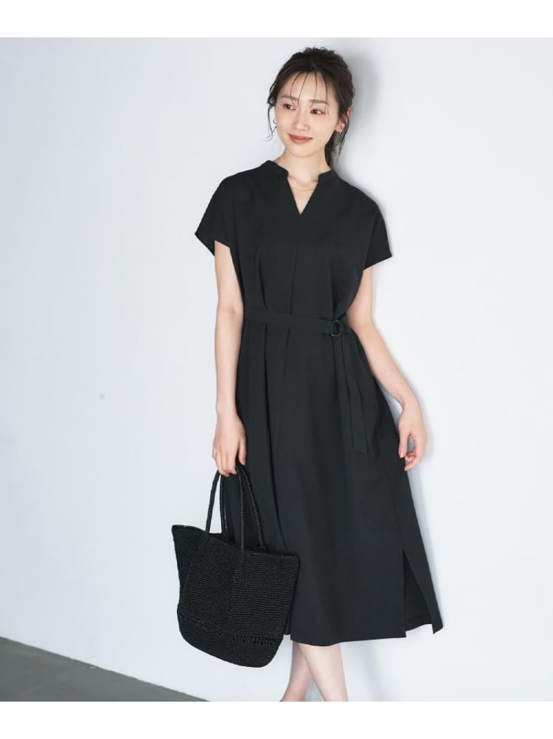 【SALE／30%OFF】【UV/接触冷感/遮熱/通気性】スラブバンドカラーワンピース UNTITLED アンタイトル ワンピース・ドレス その他のワンピース・ドレス ブルー ピンク ベージュ ブラック【RBA_E】【送料無料】[ Fashion]｜UNTITLED