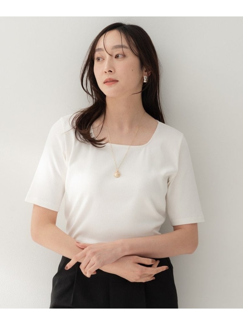 【SALE／5%OFF】【すっきり押し出し/洗える】スクエアネックプルオーバー UNTITLED アンかた書き トップス カットソー・ティーシャツ カーキ緑であること 赤銅色 黒いこと 白いこと【RBA_E】【貨物輸送無料】[ Fashion]