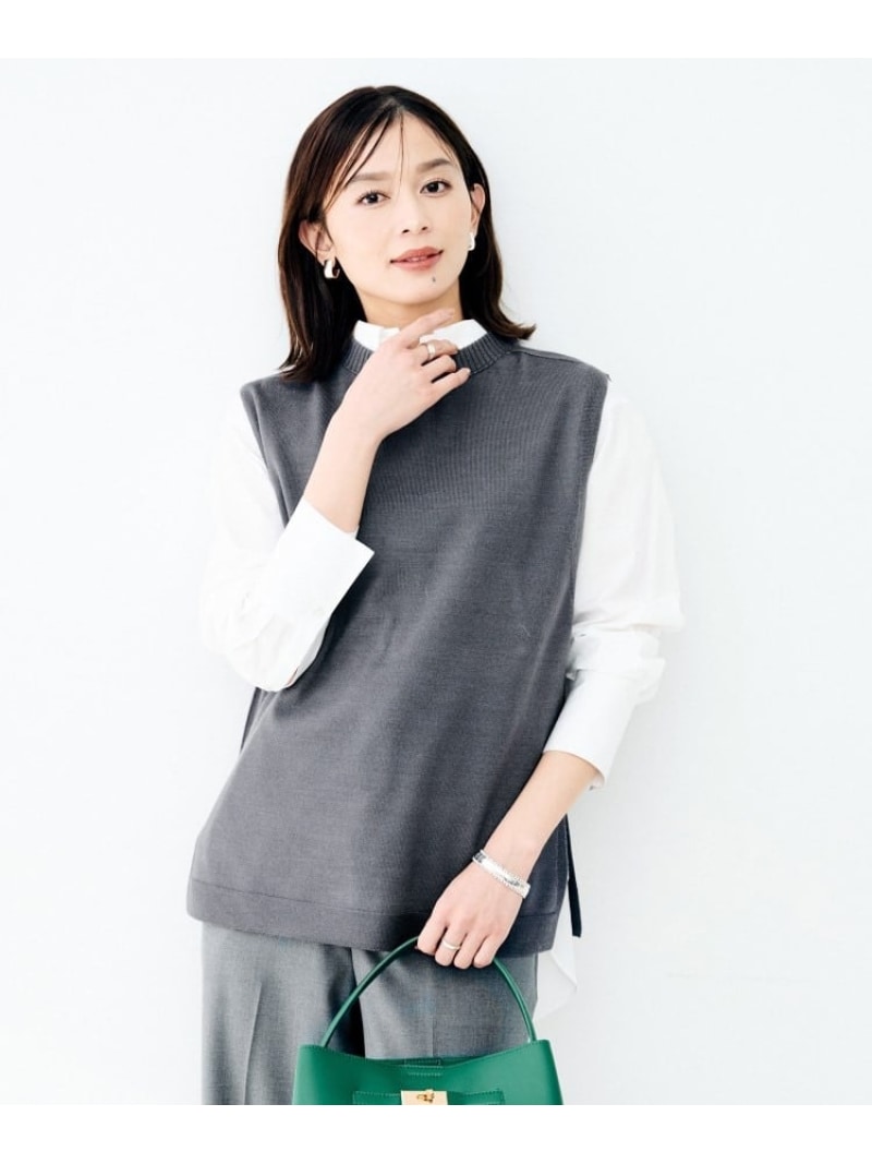 【SALE／60%OFF】ラウンドネックニットベスト UNTITLED アンタイトル トップス ニット グレー ブラック ベージュ【RBA_E】【送料無料】[ Fashion]