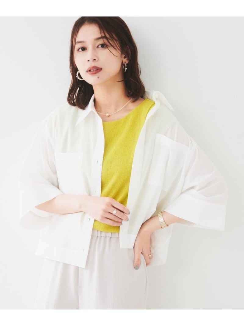 【SALE／30%OFF】【前開き/洗える】ショート丈シアーシャツ UNTITLED アンタイトル トップス シャツ・ブラウス グレー ブラック ホワイト【RBA_E】【送料無料】[ Fashion]｜UNTITLED