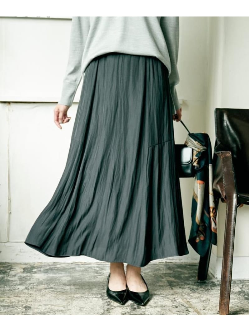 【SALE／20%OFF】【洗える/1枚で着映え】ソフト裾フレアスカート UNTITLED アンタイトル スカート ロング・マキシスカート グレー ブラウン ベージュ【RBA_E】【送料無料】[ Fashion]｜UNTITLED