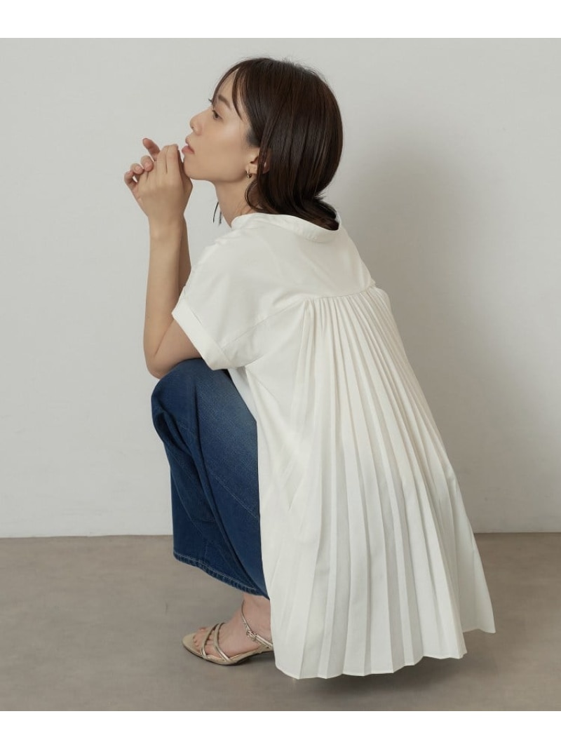 【SALE／10%OFF】【吸水速乾/接触冷感】バックプリーツデザインブラウス UNTITLED アンタイトル トップス シャツ・ブラウス ホワイト ブルー グレー【RBA_E】【送料無料】[ Fashion]｜UNTITLED