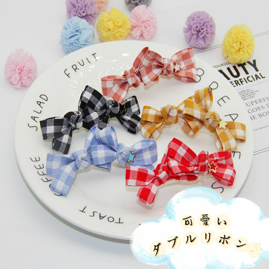 極細繊維クロス JILTU ribbon barrette ヘアピン リボン ブルー