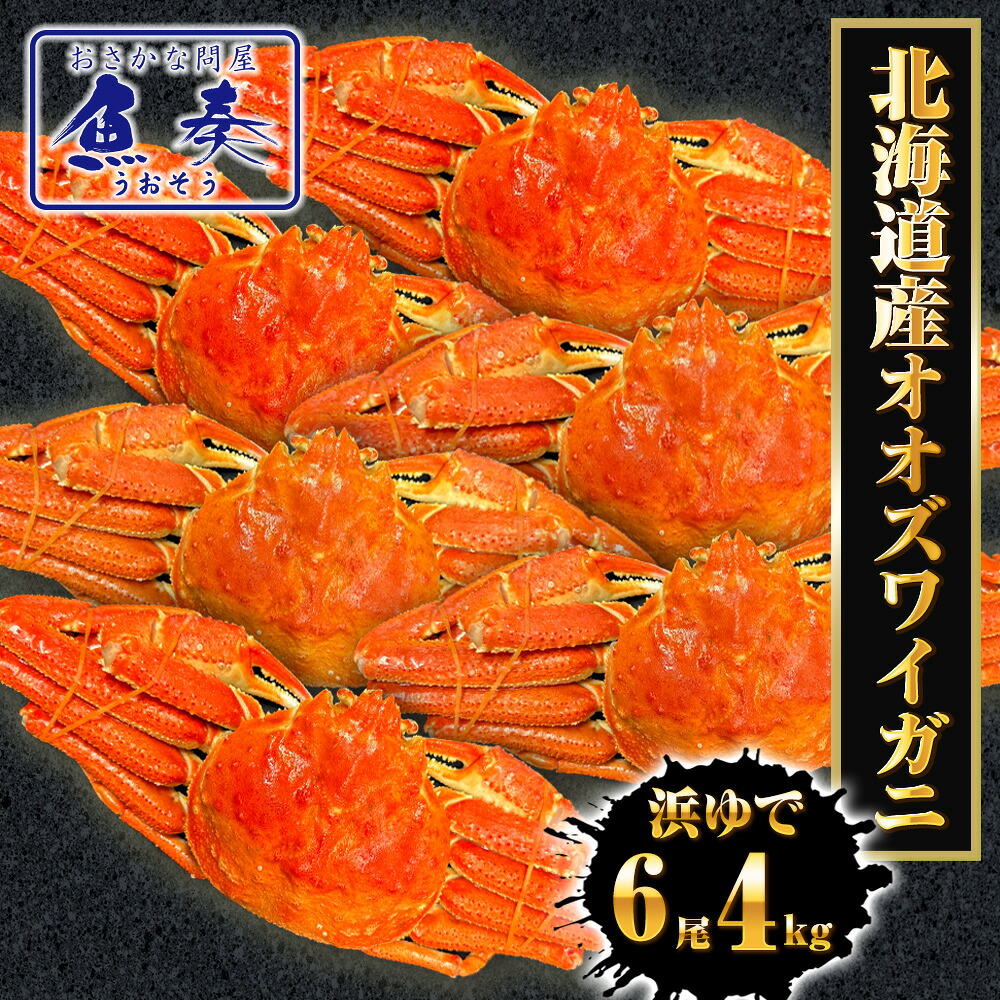 【限定400ケース】ケース販売限定特価 北海道産 浜茹で オオズワイガニ 姿 メガ盛り 4kg6尾 特大サイズ 蟹 カニ 蟹 ポイント利用 お試し商品 サンプル ギフト 2026