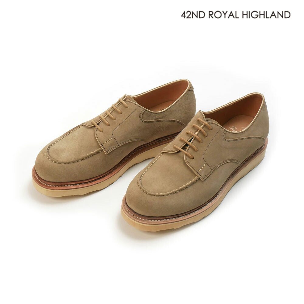 【セール】42NDROYALHIGHLAND フォーティセカンド ロイヤルハイランド Uチップ レースアップ シューズ スエード Vibram chn4401v-15 beige｜un passo AVANTI