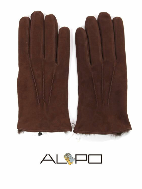 169円 ハイクオリティ Alpo アルポ スエードグローブ ダークブラウン 手袋 メンズ Ap1ua Suede Lapin Tabacco