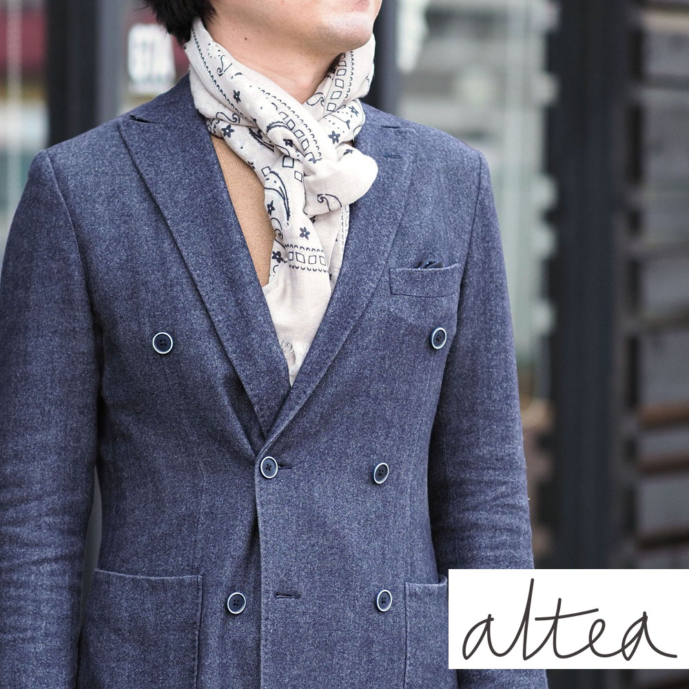 【30%OFFセール】国内正規品 Altea アルテア ペイズリー柄 ストール 薄手 ベージュ リネン×コットン AL181UA1850018 イタリア製|un passo AVANTI