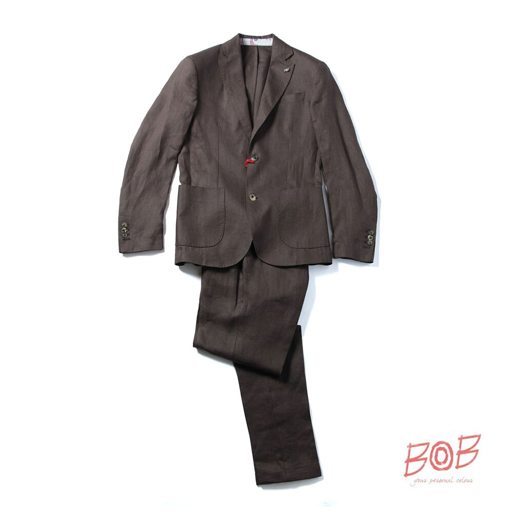 【40%OFFセール】BOB COMPANY ボブカンパニー スーツ セットアップ シングル 2ボタン ジャケット パンツ スラックス ビジネス カジュアル リネン ブラウン 74733170 国内正規品