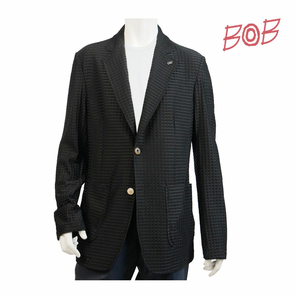 【10%OFFセール】BOB COMPANY ボブカンパニー ワッフルジャケット メンズ テーラード ブラック 黒 nero 46 48 50 52 74753192