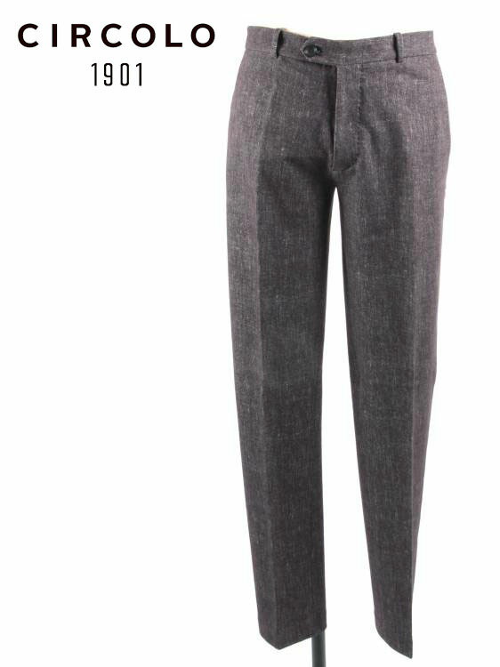 【50%OFFセール】CIRCOLO 1901 チルコロ1901 ノータック スラックス パンツ ジャージー デニムプリント シンプル 国内正規品 0204-281215 ブラック