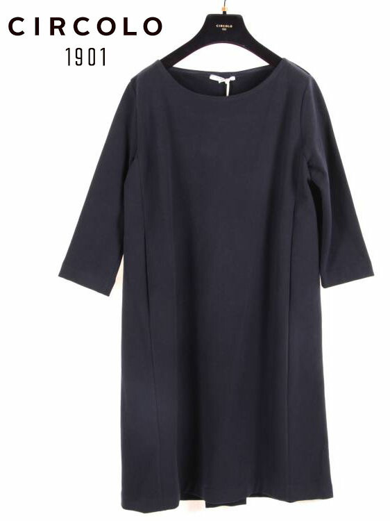 安い購入 ワンピース ストレッチ 7分袖 チルコロ1901 レディース 国内正規品 Circolo1901 裏起毛 ブラック 0254 851 ゆったり ボックスタック ワンピース Williamsav Com
