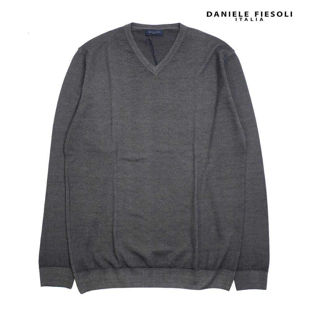 【70%OFFセール】国内正規品 DANIELE FIESOLI ダニエレ フィエゾーリ ハイゲージVネックニットセーター ウール DF0007 GRAY グレー