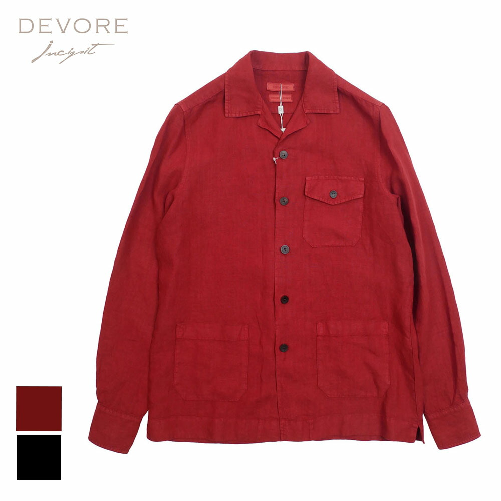 DEVORE Incipit デヴォレ・インチピット リネンシャツブルゾン dvg4-li039 46 48 50 52 tc703red tc001black