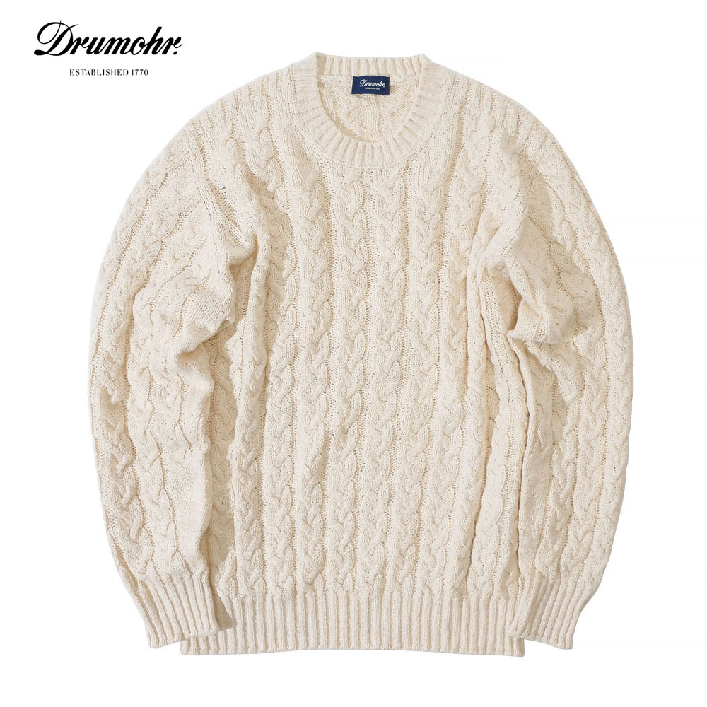 【10%OFFセール】DRUMOHR ドルモア メンズ ロロピアーナ アラン セーター ニット d5c173tr d13 オフホワイト 春夏 国内正規品｜un passo AVANTI