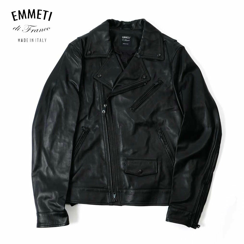 楽天市場】EMMETI エンメティ H UOMO アッカ ウォモ 干場義雅コラボモデル メンズ ラムレザー シングルライダースジャケット 羊革  ラムナッパ ブラック ブラウン 国内正規品 : un passo AVANTI