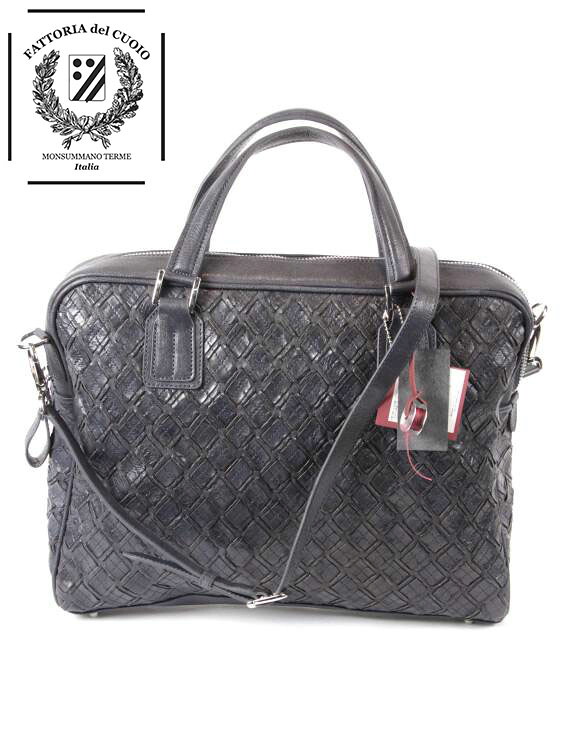 【60%OFFセール】国内正規品 FATTORIA del CUOIO ファットリアデルクオーイオ ブリーフショルダーメッシュバッグ NAVY ネイビー