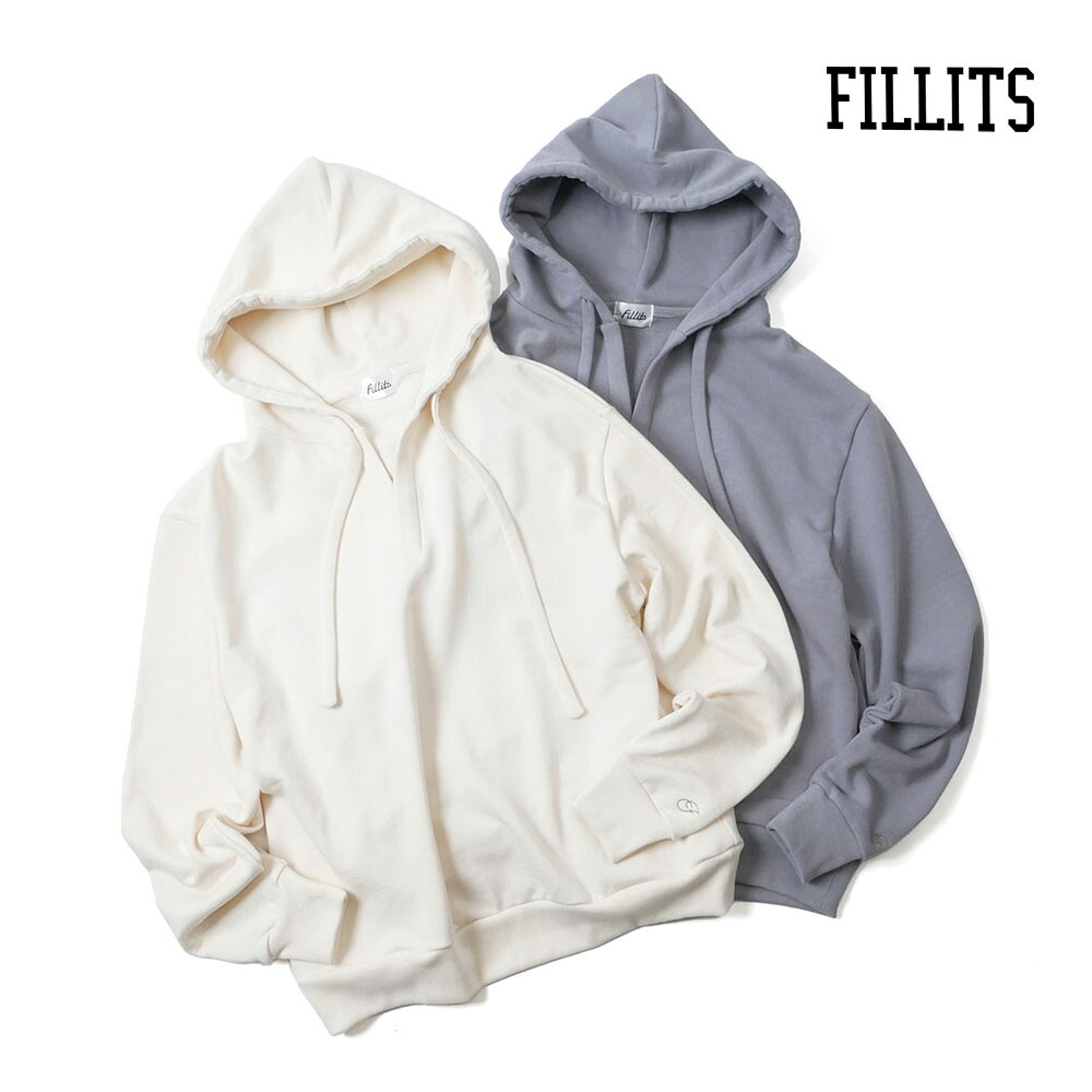 【40%OFFセール】Fillits フィリッツ メンズ プルオーバー パーカー フーディー 長袖 無地 シンプル fil-2 グレー エクリュ 国内正規品