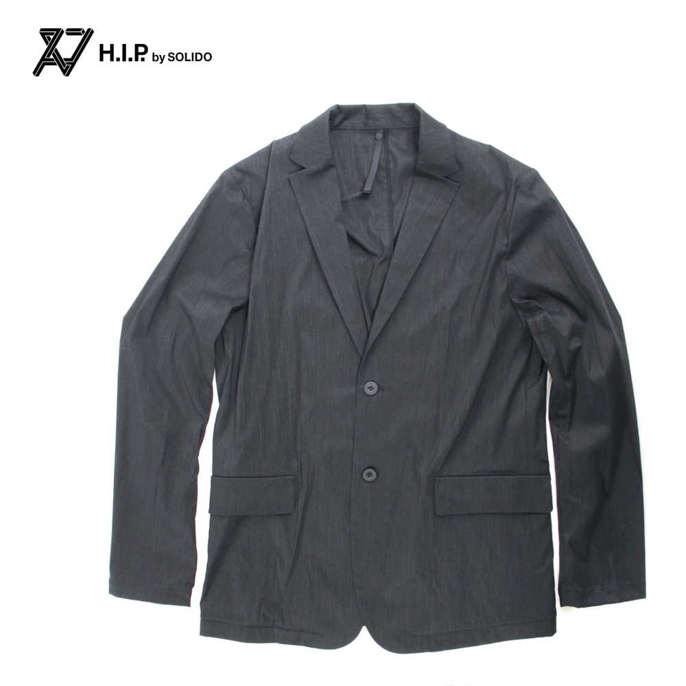 H.I.P. by SOLIDO エイチアイピーバイソリード COTTON NYLON CHAMBRAY コットンナイロン シャンブレー シングル テーラードジャケット HIP MHSL21S0450-V ブラック 国内正規品｜un passo AVANTI