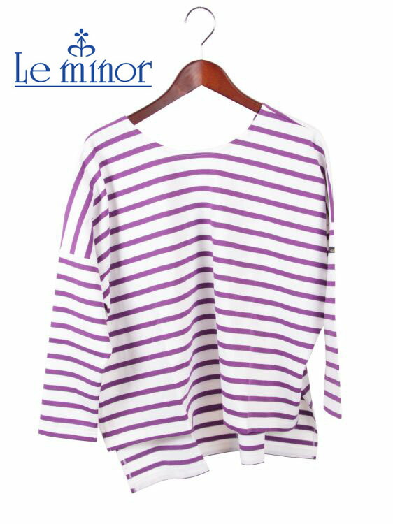 70 Off Tシャツ カットソー ボーダーカットソー ルミノア Minor レディース 国内正規品 Le ラウンドネック ホワイト パープル Lmg0bcvl バックvネック Www Dgb Gov Bf