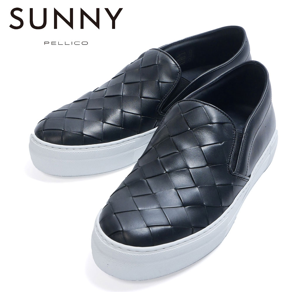 【10%OFFセール】PELLICO SUNNY ペリーコサニー メンズ イントレチャート スリッポン スニーカー レザー 本革 シンプル pm241ua24m001 ホワイト ブラック 春夏 国内正規品 27,027円