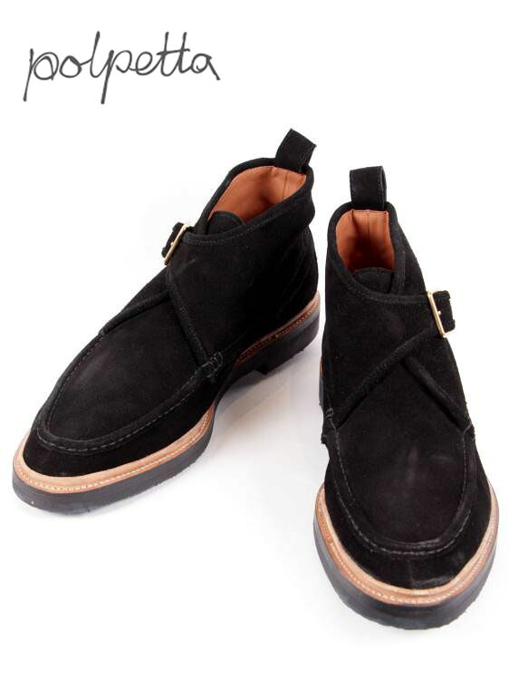 【40%OFFセール】国内正規品 POLPETTA ポルペッタ BORMIO シングルストラップ スエードブーツ チャッカブーツ Uチップ NERO ブラック｜un passo AVANTI 19,958円