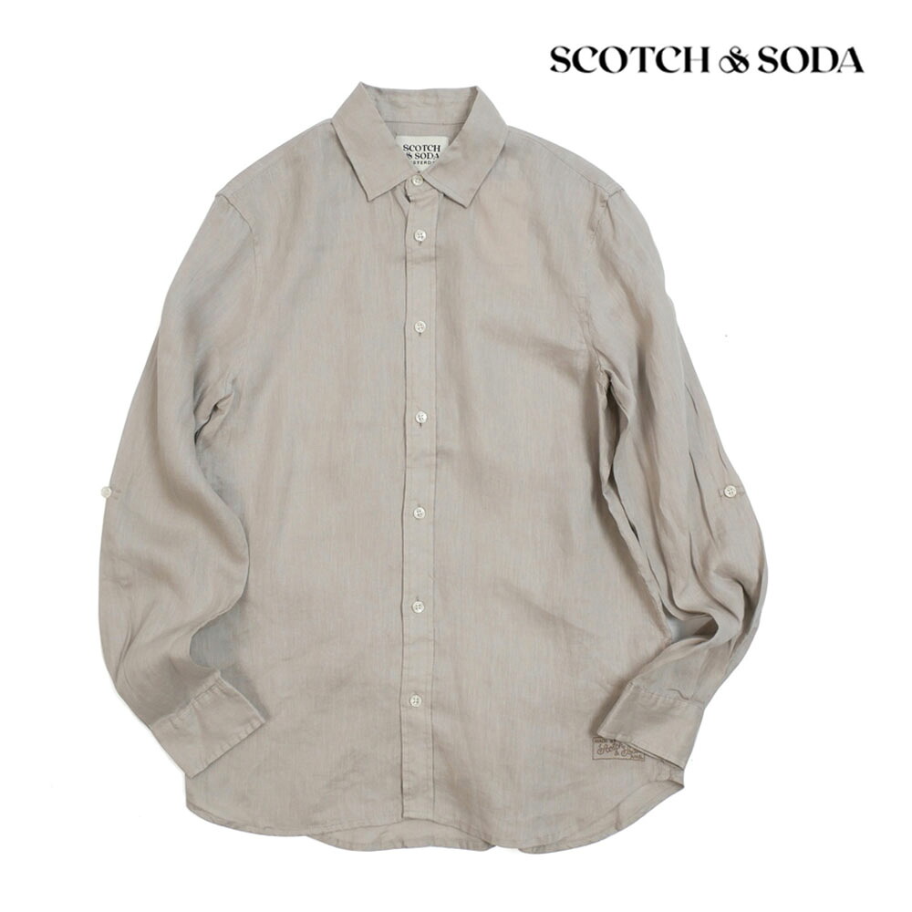 【10%OFFセール】SCOTCH&SODA スコッチアンドソーダ シャツ メンズ リネン 長袖 シャツ ベージュ S M L XL 210-31408