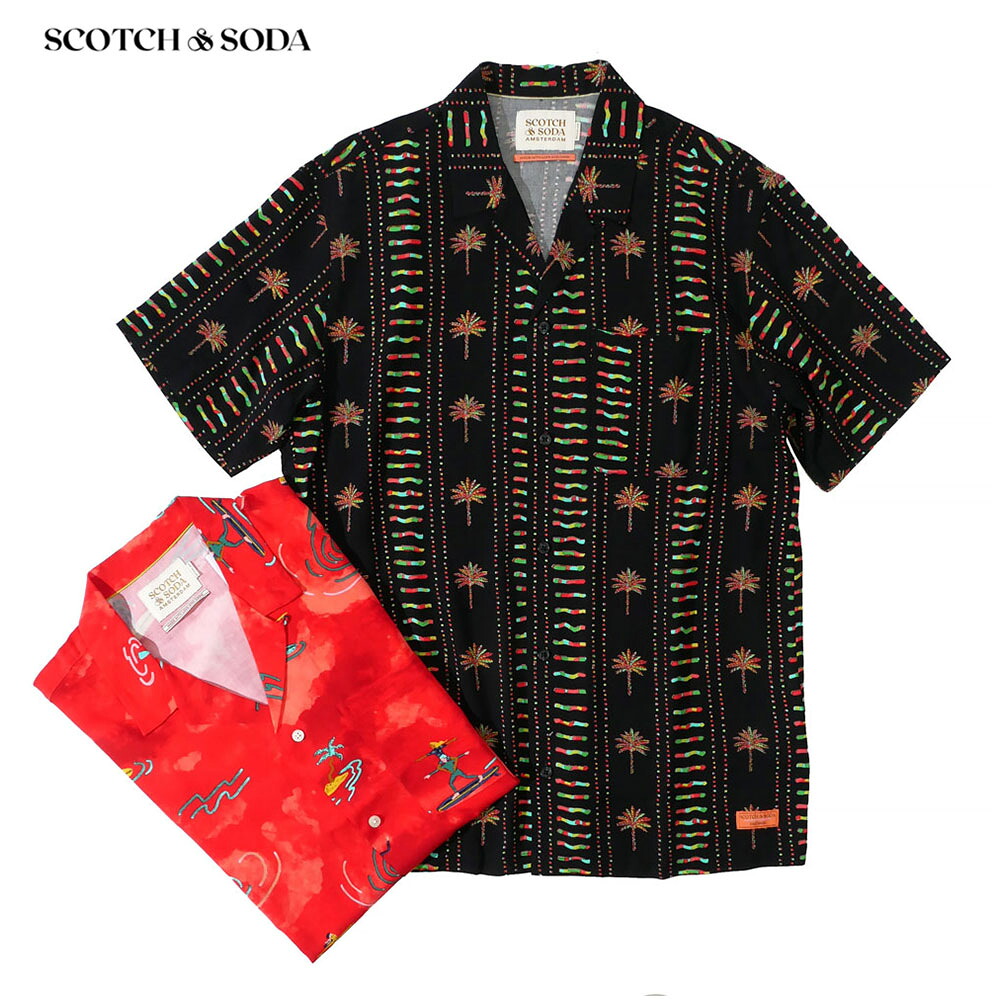【セール】SCOTCH&SODA スコッチアンドソーダ メンズ 半袖 プリント シャツ 292-12407 春夏 国内正規品 ブランド|un passo AVANTI