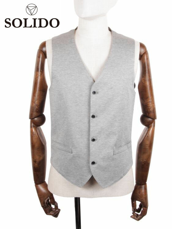 【SALE 返品交換不可】【70％OFF セール】 国内正規品 SOLIDO ソリード METALLO 度詰め天竺 5Bシングルジレ ベスト MSL19S443 ライトグレー