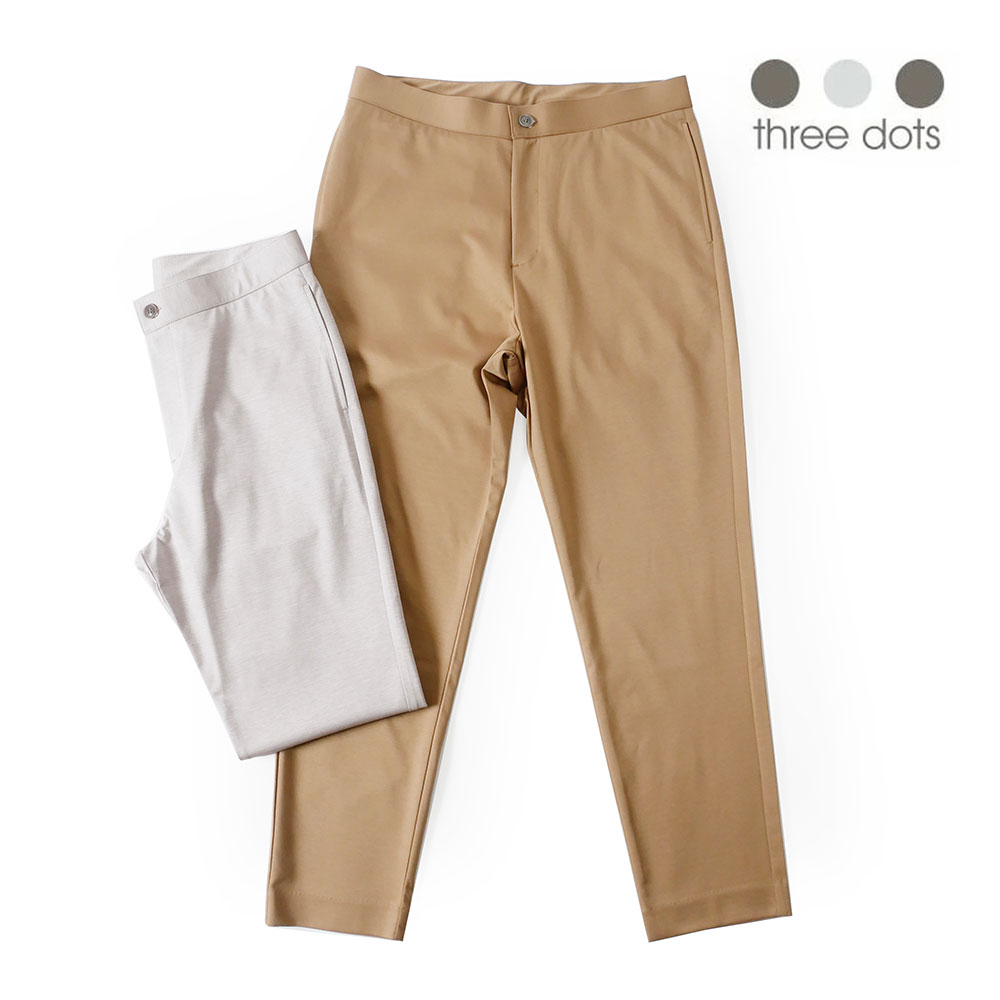 楽天市場】three dots【スリードッツ】ストレッチポンチ裾リブパンツ
