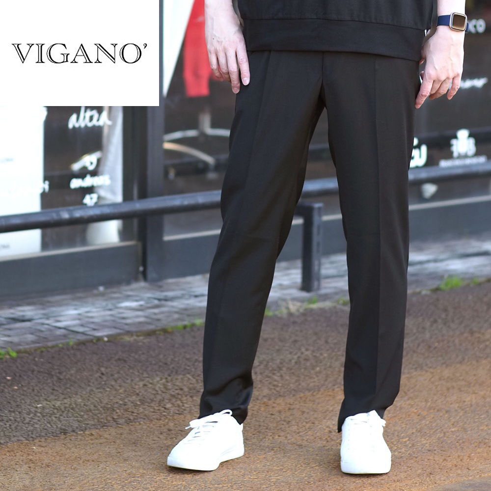 【30%OFFセール】VIGANO ヴィガーノ ウォッシャブル コンフォータブルパンツ イージーパンツ スラックス ACT06-211-0998  ブラック 国内正規品 | un passo AVANTI