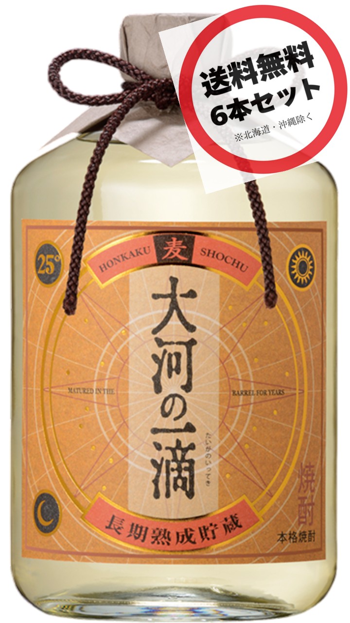 大河の一滴 長期貯蔵本格麦焼酎 25度 720ml 瓶&times;1ケース(6本入)｜アップリカー　南海