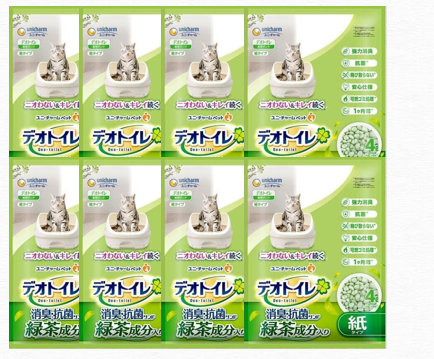 【容れもの売りわたす8袋・貨物輸送無料】デオトイレ 緑茶構成要素入り口・入口 消臭・抗菌砂子4L 8袋書き割り
