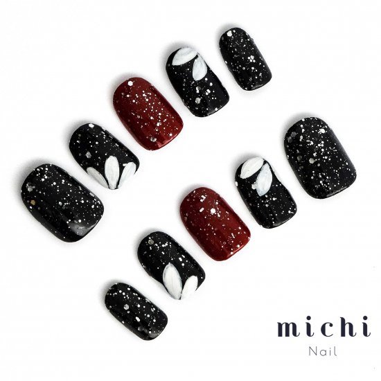 楽天市場 最大250円offクーポン配布中 ラメブラックと花びらネイル Michinail ネイルチップ ミチネイル ネイル つけ爪 ハンドメイド ネイル ショートネイル ニュアンスネイル ブライダルネイル 成人式ネイル オリジナルtシャツのup T