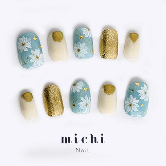 楽天市場 最大250円offクーポン配布中 ゼニスブルーの小花ネイル Michinail ネイルチップ ミチネイル ネイル つけ爪 ハンドメイドネイル ショートネイル ニュアンスネイル ブライダルネイル 成人式ネイル スーパーセール期間限定 オリジナルtシャツのup T