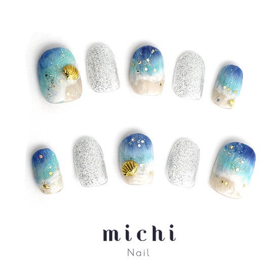 楽天市場】キラキラ海ネイル michinail ネイルチップ ミチネイル