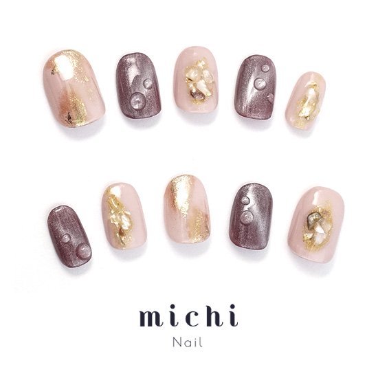 楽天市場 最大250円offクーポン配布中 くすみピンクと水滴ボルドーのキャッツアイネイル Michinail ネイルチップ ミチネイル ネイル つけ爪 ハンドメイドネイル ショートネイル ニュアンスネイル ブライダルネイル 成人式ネイル オリジナルtシャツのup T