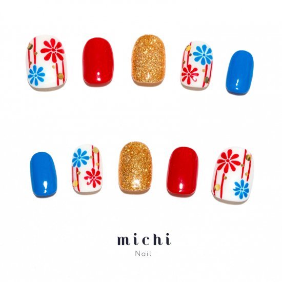 楽天市場 最大250円offクーポン配布中 ポップな和柄ネイル Michinail ネイルチップ ミチネイル ネイル つけ爪 ハンドメイドネイル ショートネイル ニュアンスネイル ブライダルネイル 成人式ネイル オリジナルtシャツのup T
