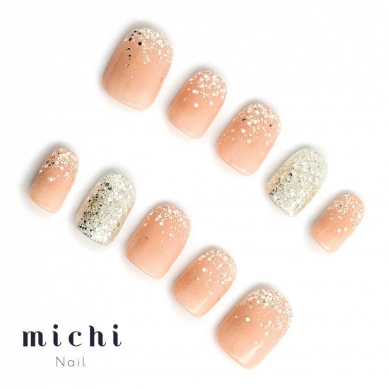 楽天市場 最大250円offクーポン配布中 ミルキーピンクのラメグラデーションネイル Michinail ネイルチップ ミチネイル ネイル つけ爪 ハンドメイドネイル ショートネイル ニュアンスネイル ブライダルネイル 成人式ネイル オリジナルtシャツのup T