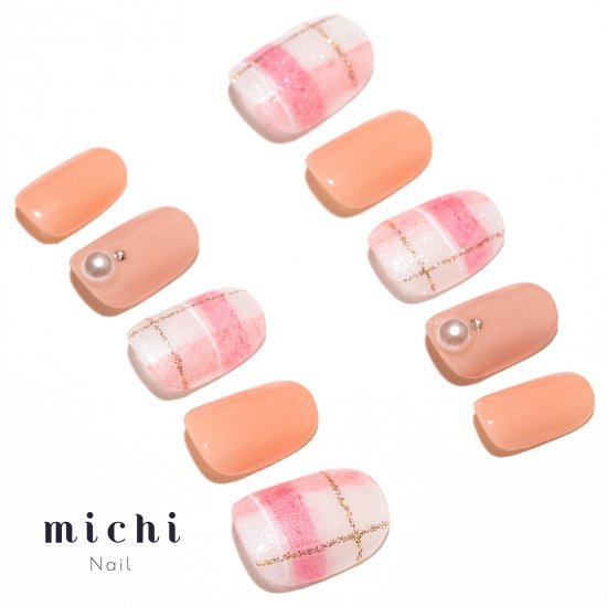 楽天市場 最大250円offクーポン配布中 ナチュラルピンクなギンガムチェックネイル Michinail ネイルチップ ミチネイル ネイル つけ爪 ハンドメイドネイル ショートネイル ニュアンスネイル ブライダルネイル 成人式ネイル オリジナルtシャツのup T