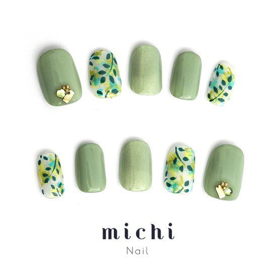 楽天市場】グリーンとベージュのニュアンスネイル michinail