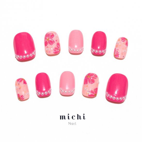 ダルメシアンピンク ネイルチップ ピンクマグネット×ダルメシアン♡秋冬ネイル ネイルチップ（つけ