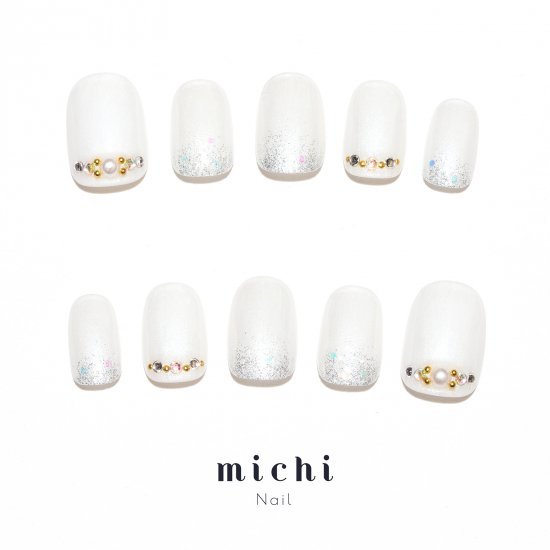 楽天市場 最大250円offクーポン配布中 パールホワイトのキラキラストーンネイル Michinail ネイルチップ ミチネイル ネイル つけ爪 ハンドメイドネイル ショートネイル ニュアンスネイル ブライダルネイル 成人式ネイル オリジナルtシャツのup T