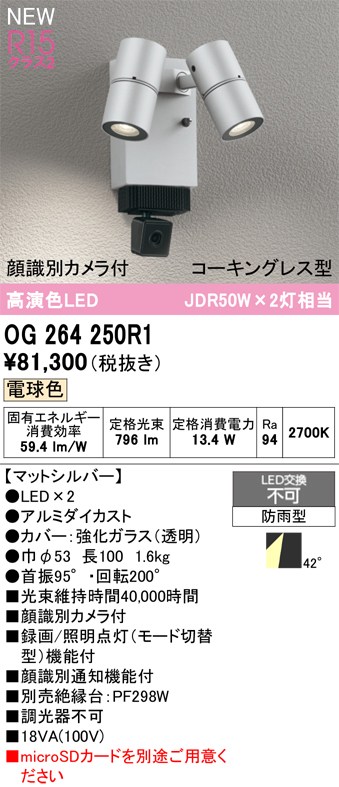 オーデリック スポットライト 【OG264250R1】 【OG 264 250R1】 エクステリアライト｜住宅設備のプロショップDOOON！！