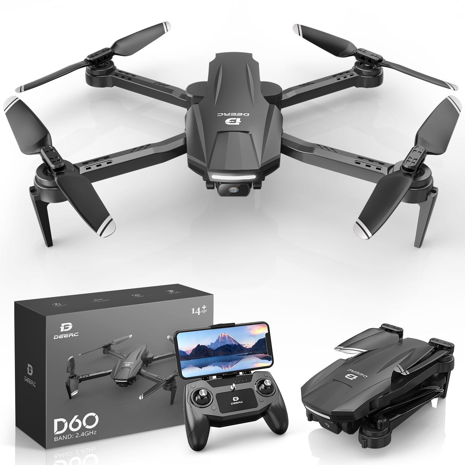 ドローン カメラ付き 空撮ドローン 初心者 1080Pカメラ 90°調整可能 折りたたみ式 初心者向け 操作時間22分 小型 高速旋回モード ホバリングモード ヘッドレスモード 2.4GHz 3段階飛行速度 国内認証済み 誕生日 プレゼント D60