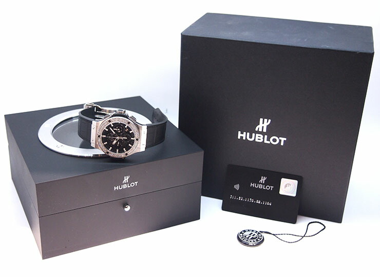 ウブロ Hublot ビッグバン アエロバン スチール ダイヤモンド Ref 311 Sx 1170 Gr 1104 メンズ 腕時計 44 ステンレス ベゼルダイヤ ブラック スケルトン ブラックラバー アリゲーター 中古 自動巻き 店舗販売 送料無料 Csg Com Py