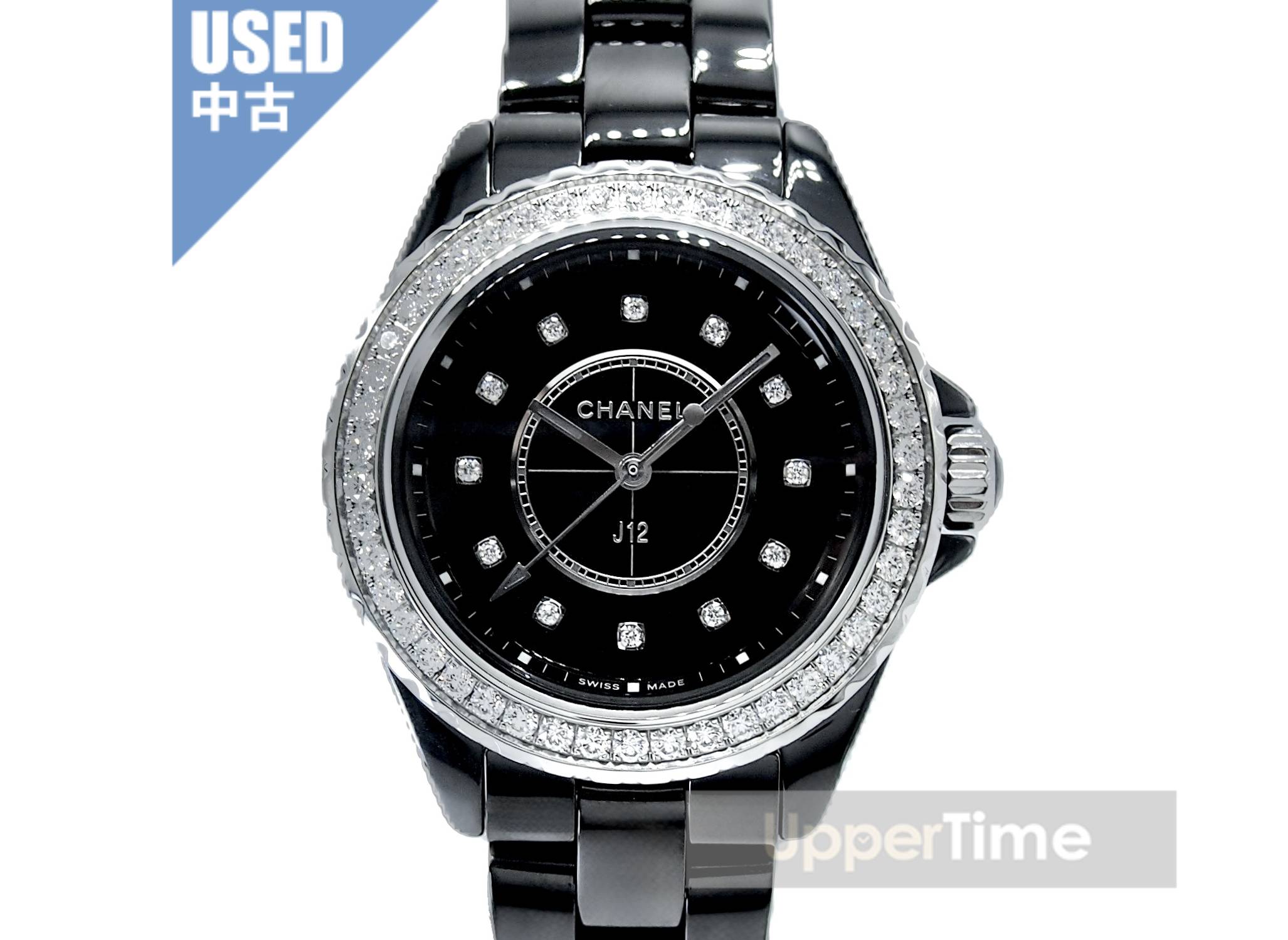 シャネル　CHANEL　J12 33mm　Ref.H6419　腕時計　レディース　ブラックセラミック　クォーツ　12P・ベゼルダイヤ　2024年式　 送料無料　名古屋実店舗販売 500,000円